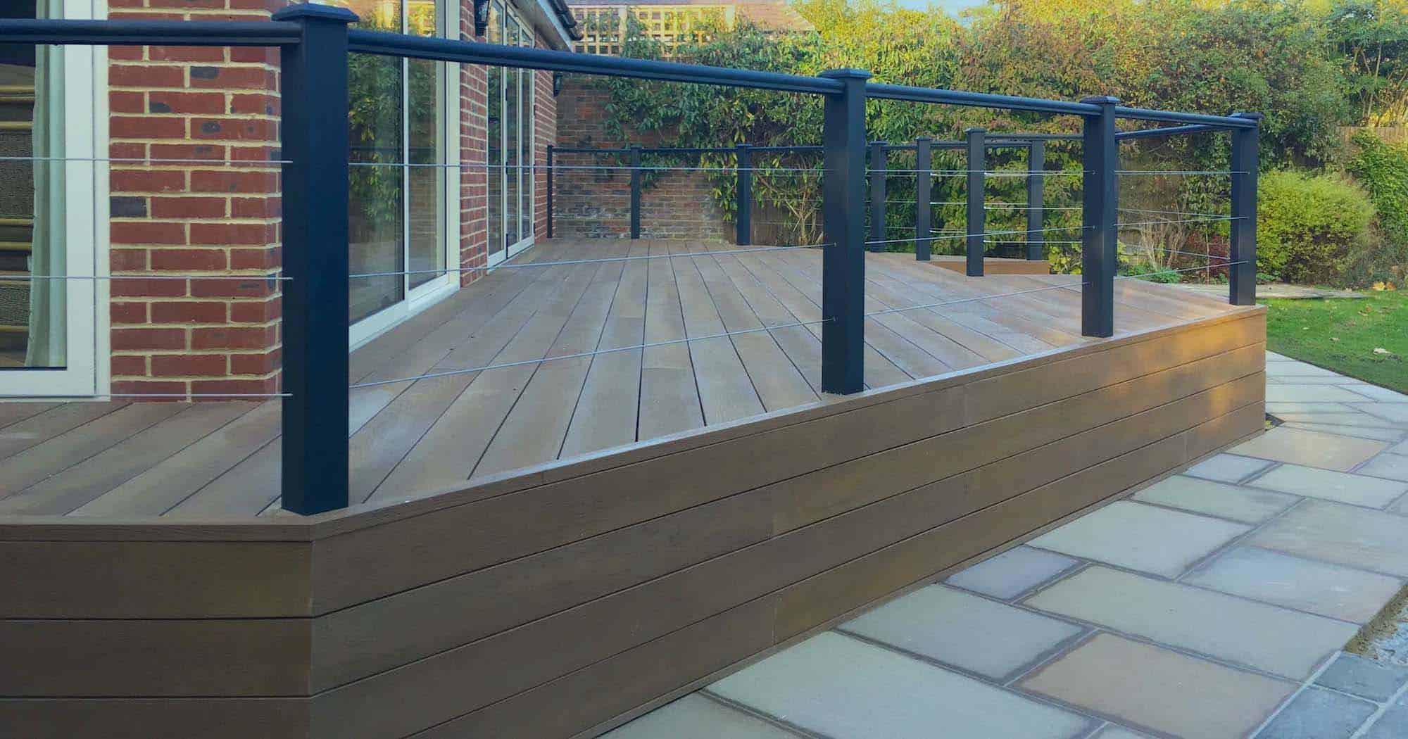 decking installers surrey and west sussex showing decking and handrails